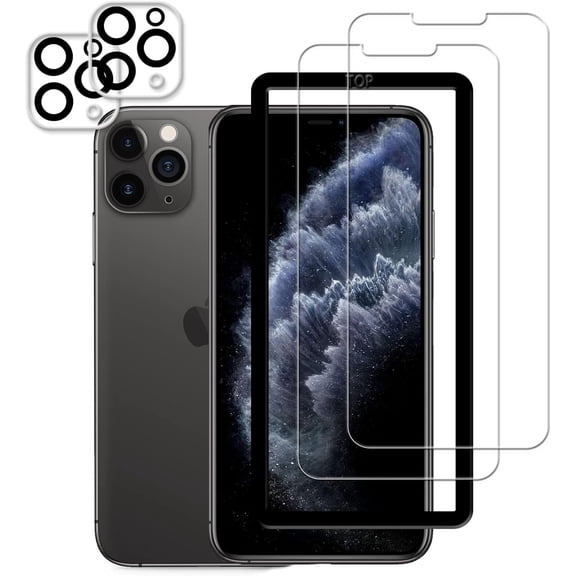 Easy Alignment Frame Designed For iPhone 11 Pro Tempered Glass Screen Protector 2-Pack Camera Lens Protector Film 2-Pack