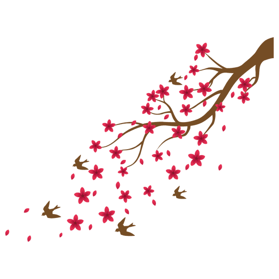 Easy To Apply Home Living Room Art 20" x 28" Flowering Tree Branches Decoration Sticker Bloom Peach Flowers Design Vinyl Adhesive Cherry Blossoms Bedroom Wall Decal