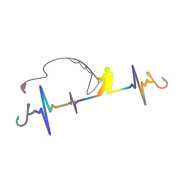 Fishing Heartbeat Print Vinyls Decal Sticker for Customizing Scooter Oil Tanks Front Fairing and Car Window
