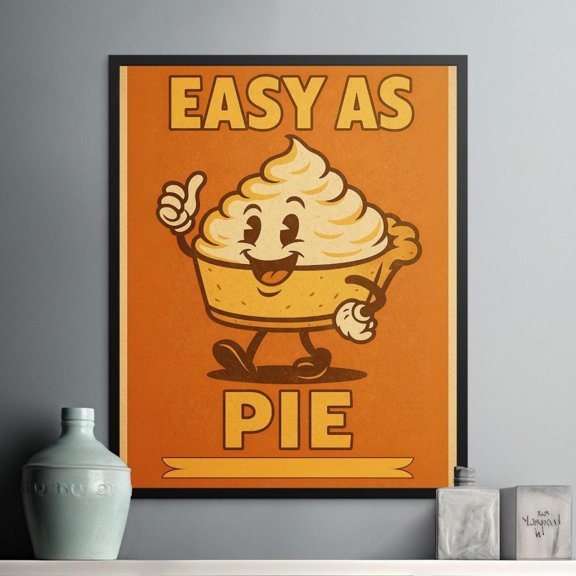 Easy As Pie Cartoon Print, Retro Kitchen Dessert Wall Art Unframed Paper Print