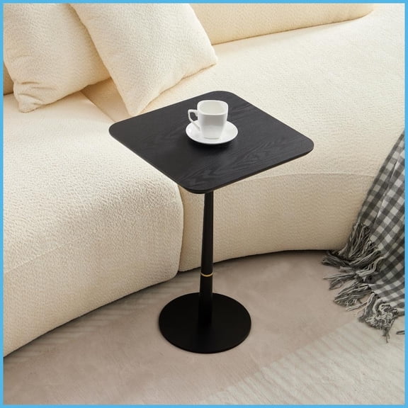 Minimalist Black MDF Coffee Table for Living Room, Waterproof & Easy to Assemble with Gold Accents