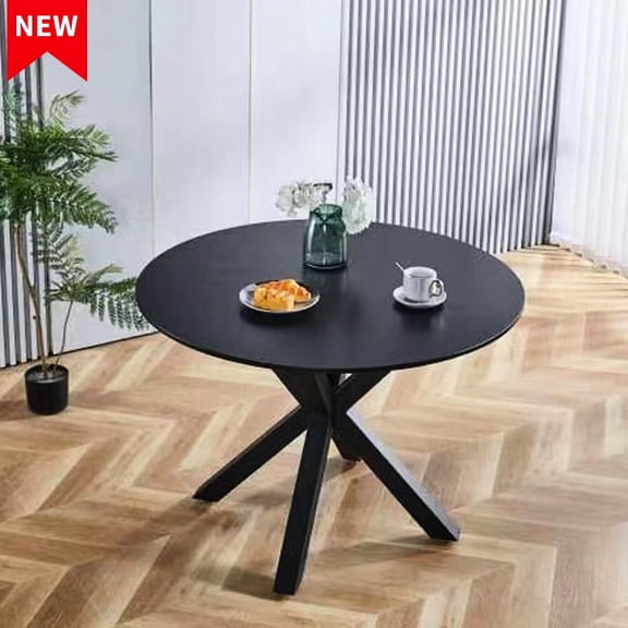 Easy - Assemble Cross - Leg Table / Used in Family Dining / Big Metal Tube for Durability