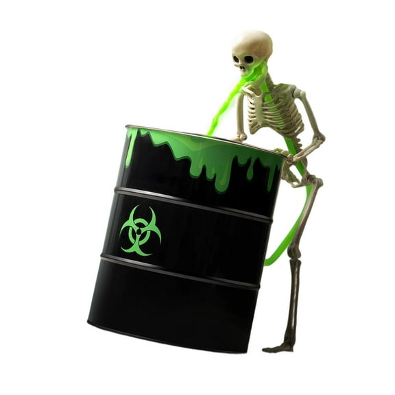 Easy Assemble Vomiting Skeleton Horror Decoration Includes Blacklight and Bucket For Halloween Party Indoor Decoration