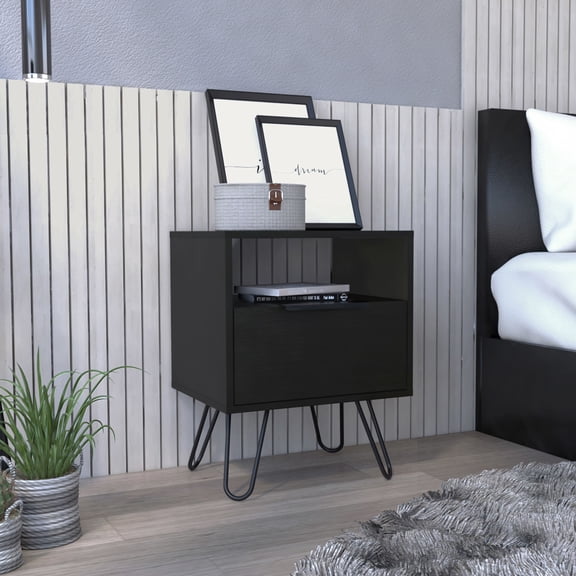 Easy - Assembled Black Side Table / Organize Your Essentials Effortlessly