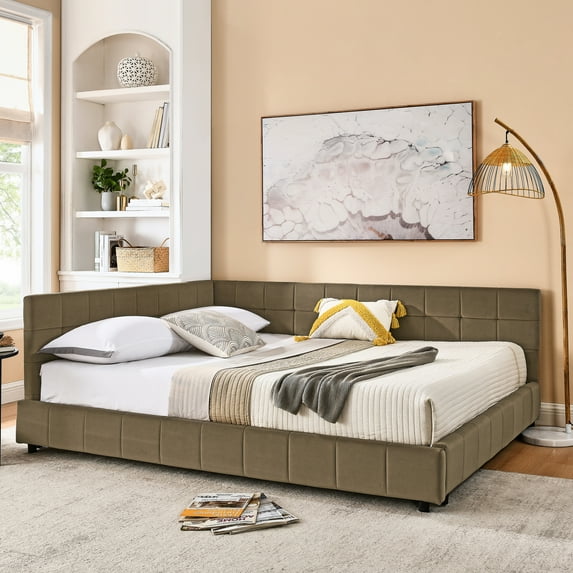 Easy - Assembly Queen Bed - Velvet Daybed for Bedroom and Sofa