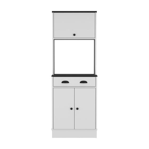 Easy Assembly White & Black Microwave Stand / Storage for Kitchen Utensils