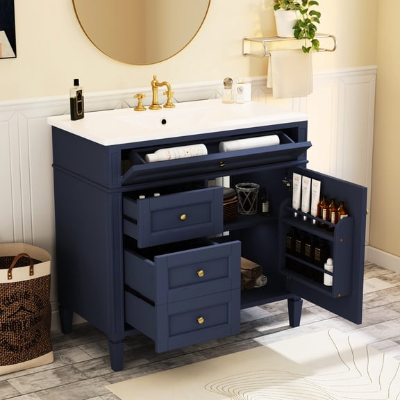 Easy - Assembly and Ample Storage - Simplify Bathroom Setup with a Functional 36'' Vanity