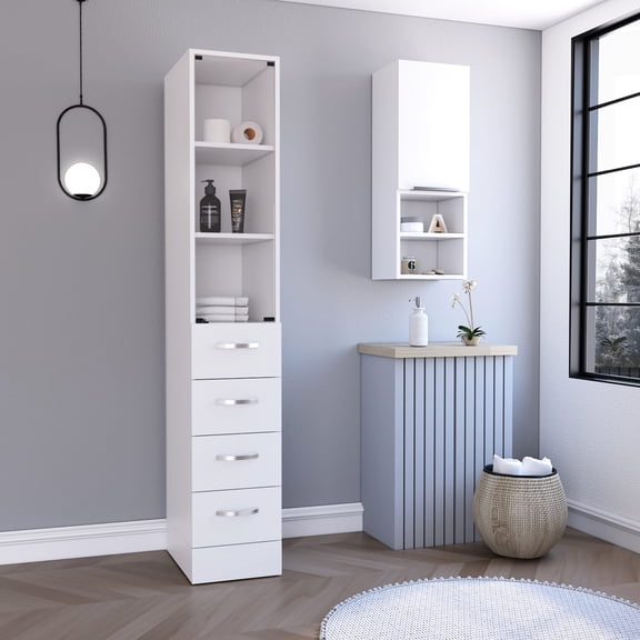 Easy Assembly Bathroom Set / For Home Bathroom Use / Durable White Furniture