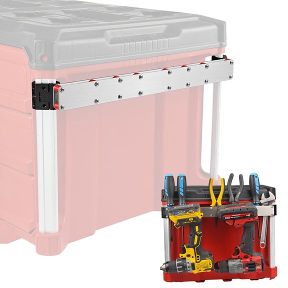 Easy Attach Power Tool Holder Utilizing Rails Clamp For Firm Hold Tape Measures And Accessory Organized Workshop Setups