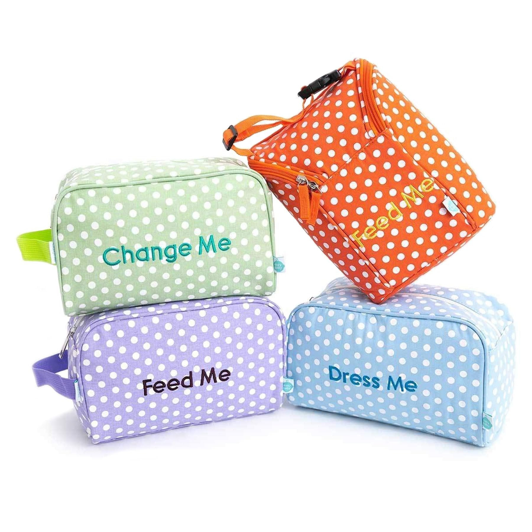 Easy Baby - Diaper, Bottle, and Supplies - Organizer Pouches - Change, Feed, and Dress Me 4 Pack Laguna  Organizing Packing Tote Cubes for Baby Items  Good for Travel and Keeping Organized