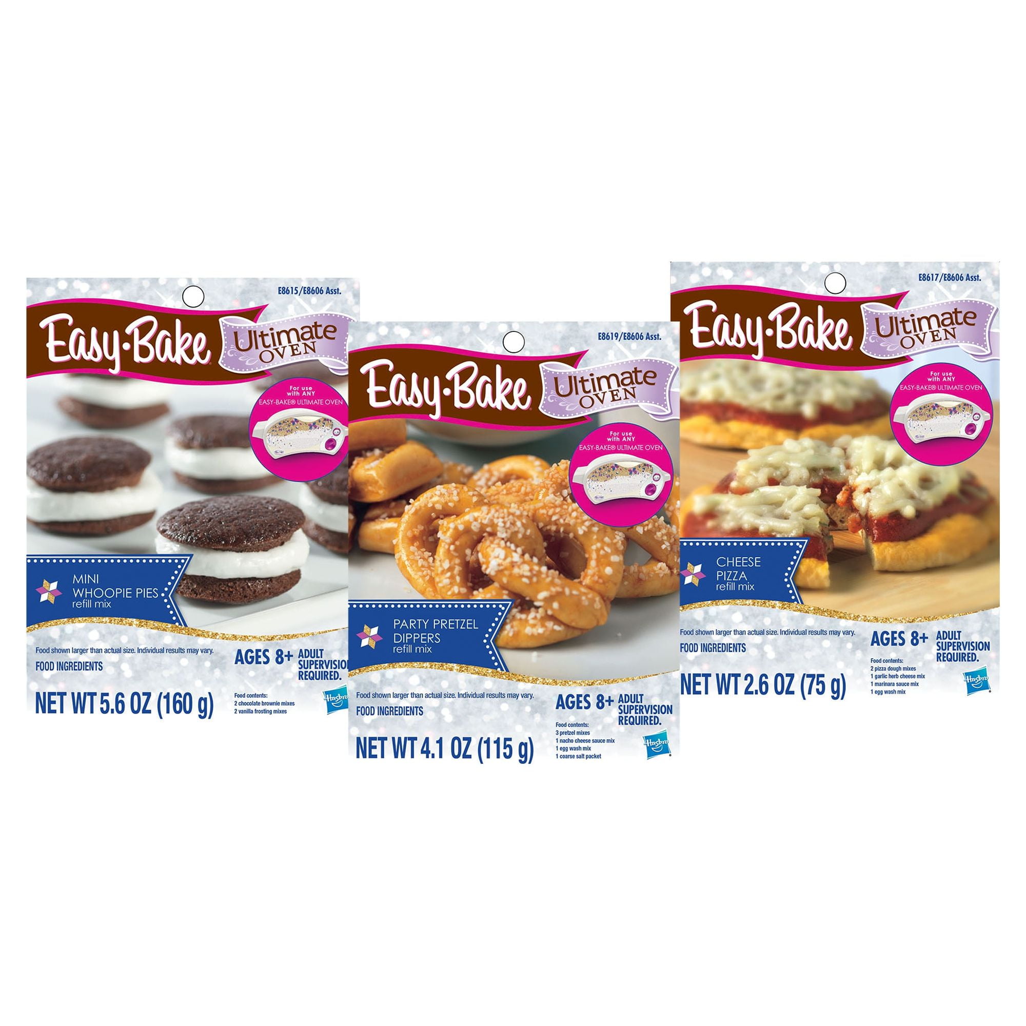 Easy Bake Mega Bundle Set of 4 Oven Mixes Refills (Pizza, Party Pretzel  Dippers, Red Velvet & Strawberry Cakes, Mini Whoopie Pies)