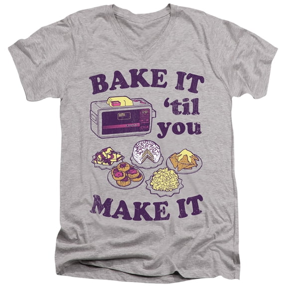 Easy Bake Oven Bake It Til You Make It S/S Adult V-Neck T-Shirt 30/1 T-Shirt Athletic Heather