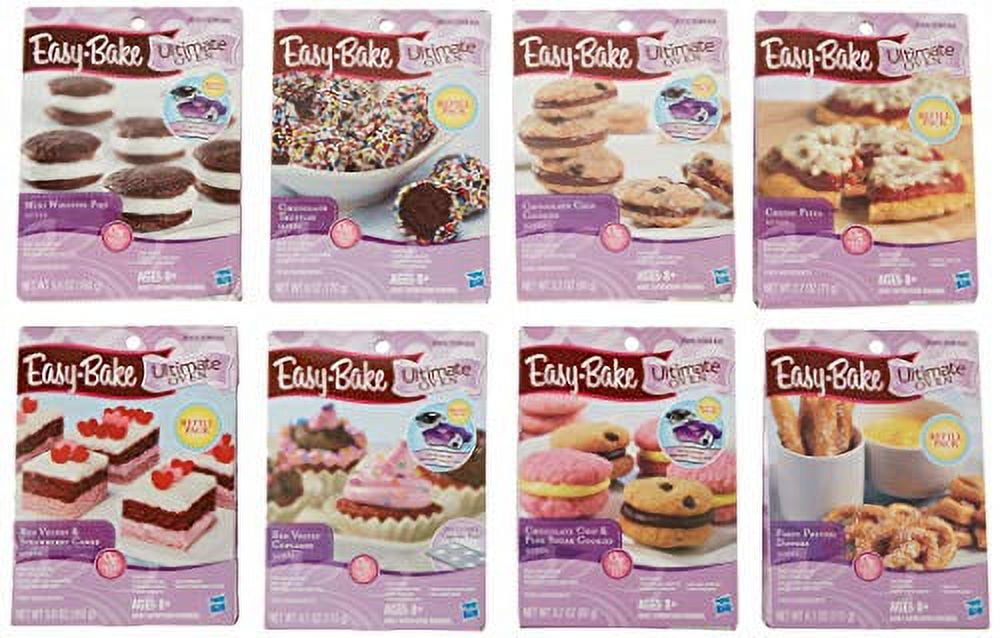 Easy Bake Oven Set with Baking Accessories - 4 Delectable Refill Mixes (Red Velvet Strawberry Cupcakes, Donut, Pizza and Whoopie Pies), Designer Kit 