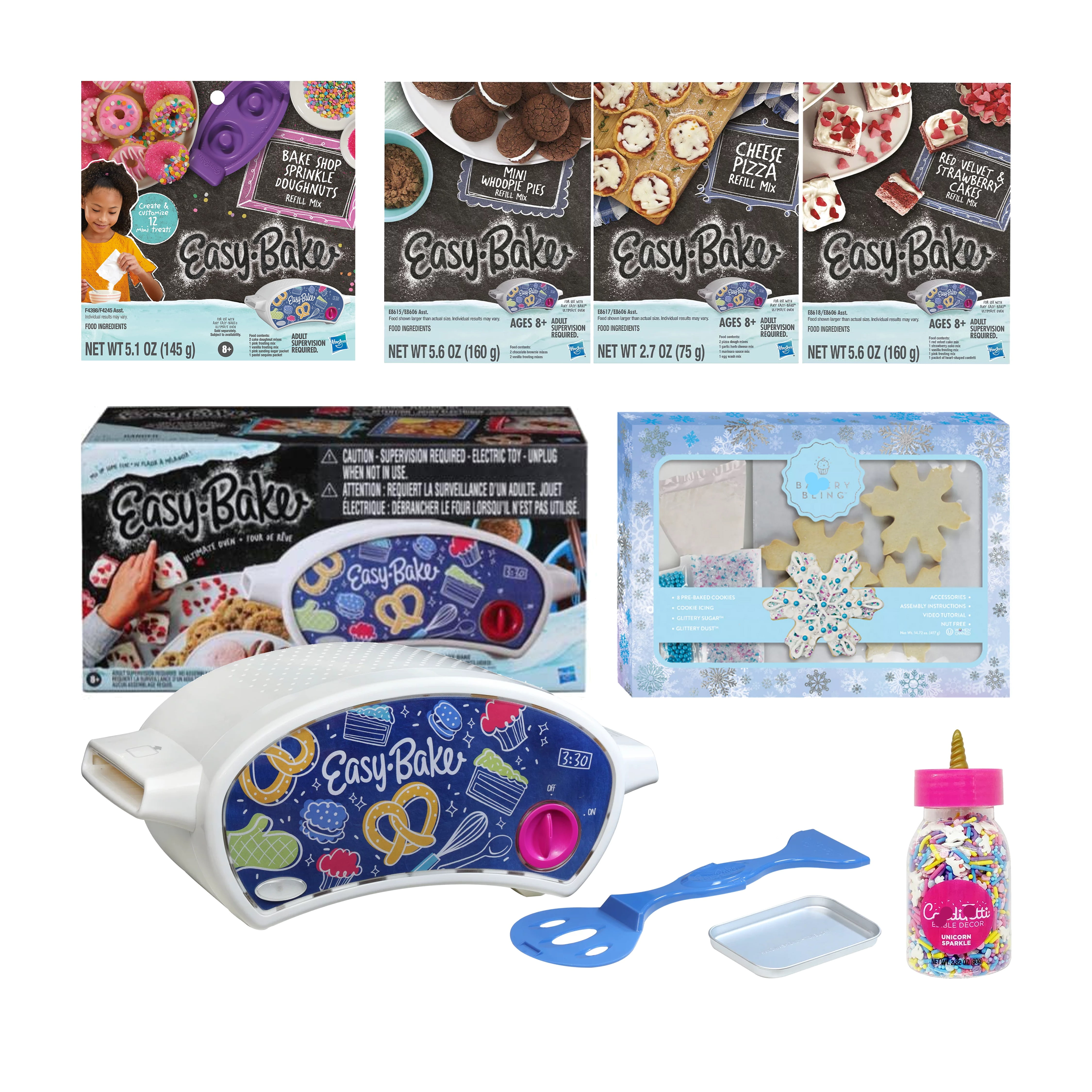 https://i5.walmartimages.com/seo/Easy-Bake-Oven-Set-Baking-Accessories-4-Delectable-Refill-mixes-Red-Velvet-Strawberry-Cupcakes-Donut-Pizza-Whoopie-Pies-Designer-Kit-Unicorn-Sprinkle_bd6d42da-aa96-433b-b7a1-662c488614c2.a52fe6a089e1a05391bc500d7ff59b1c.jpeg