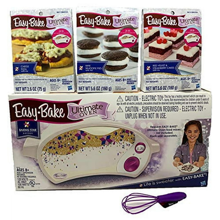 Easy Bake Oven Star Edition + Red Velvet Cupcakes + Red Velvet and Strawberry Cakes Refill. Set of 3 Items