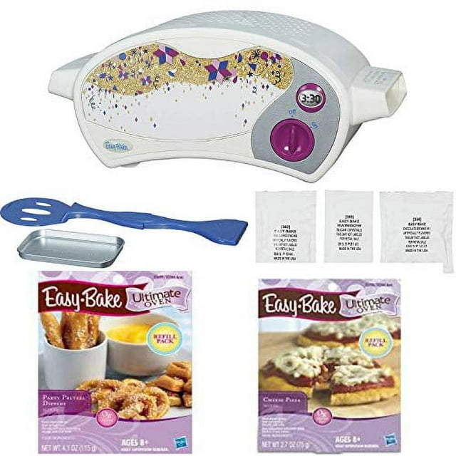 Easy Bake Ultimate Oven Deluxe Gift Set White Bundle of Oven and Pizza and Pretzel Mixes Bundle of 3 Items