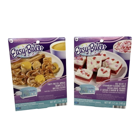 Easy-Bake Ultimate Oven Refills - Red Velvet Strawberry Cakes and Party Pretzel Dippers - Pack of 2
