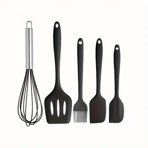 Easy Baking 5 Piece Silicone Baking Utensil Set (Color May Vary), Heat Resistant