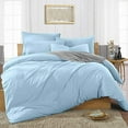 thumbnail image 1 of Easy Bedding 100% Cotton 3 Piece Duvet Cover Set- Luxury & Fluffy- Zipper Closure Comforter Cover with Pillow Cases- 600 TC- Light Blue Solid, Cal-King Size., 1 of 6