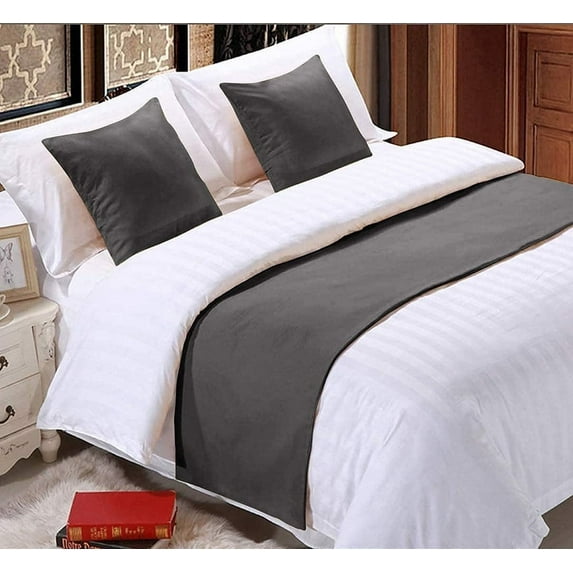 Easy Bedding 100% Egyptian Cotton (1 Piece Bed Runner Only) 400 Thread Count, Premium Decorative Bed Scarf- Dark Grey Solid, King Size.