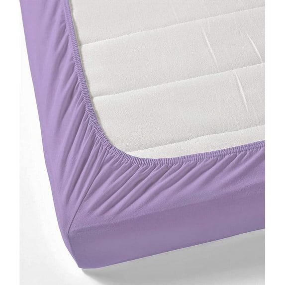Easy Bedding 100% Egyptian Cotton ,3 Piece All Around Elastic Fitted Bedsheet - Olympic Size 14 Inch Deep Pocket - Lavender Solid.