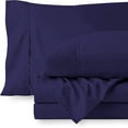 thumbnail image 1 of Easy Bedding 6 Piece Bed Sheet Set - 400 Thread Count - 12 Inch Deep Pocket - 100% Egyptian Cotton - Navy Blue Solid, Cal King Size., 1 of 7