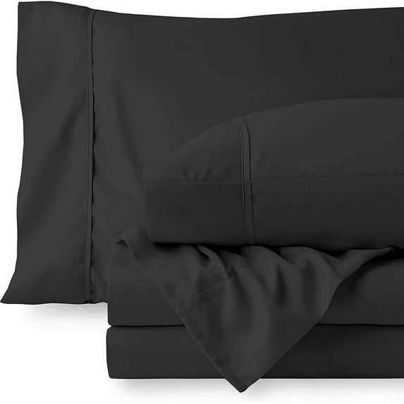 Easy Bedding 6 Piece Bed Sheet Set - 400 Thread Count - 14 Inch Deep Pocket - 100% Egyptian Cotton - Black Solid, Full XL Size.
