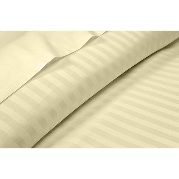 Easy Bedding 6 Piece Bed Sheet Set - 400 Thread Count - 14 Inch Deep Pocket - 100% Egyptian Cotton - Ivory Stripe, Olympic Queen Size.