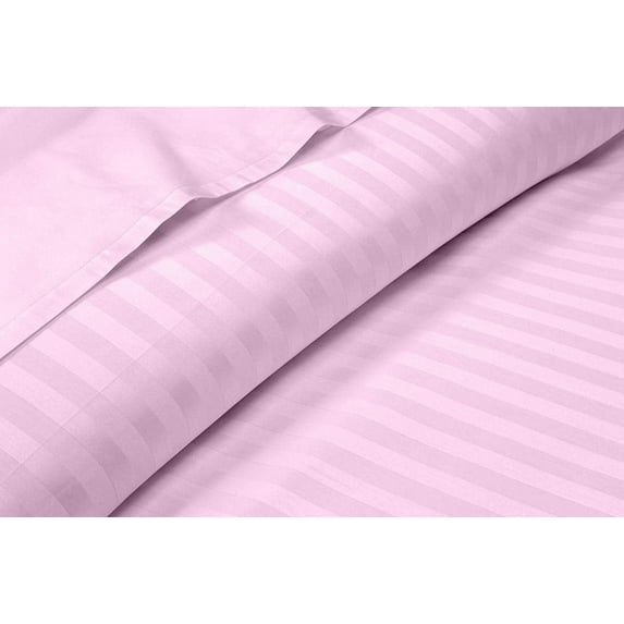 Easy Bedding Bed Sheets Set, 100% Cotton 12" Deep Pocket, Luxury 300TC 6 Piece Set- Pink Stripe, King Size.