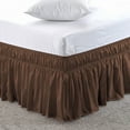 thumbnail image 1 of Easy Bedding Elastic Wrap Around Bed Skirt Dust Ruffle, 14-inch Drop, Smooth Soft Bed Frame Cover- Chocolate Queen, 1 of 6