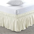 thumbnail image 1 of Easy Bedding Elastic Wrap Around Bed Skirt Dust Ruffle, 22-inch Drop, Smooth Soft Bed Frame Cover- Ivory Cal-King, 1 of 6