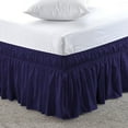 thumbnail image 1 of Easy Bedding Elastic Wrap Around Bed Skirt Dust Ruffle, 30-inch Drop, Smooth Soft Bed Frame Cover- Navy Blue Queen, 1 of 6