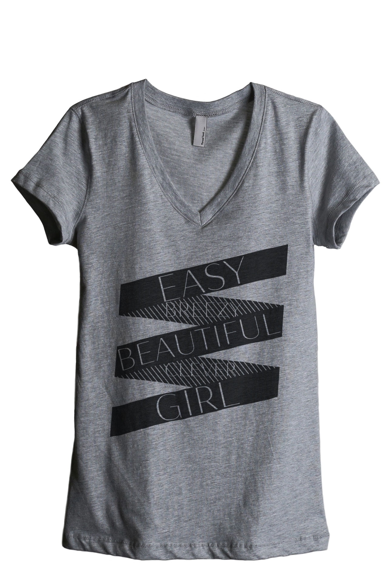 Easy Breezy Beautiful Clever Girl Women's Fashion Relaxed V-Neck T