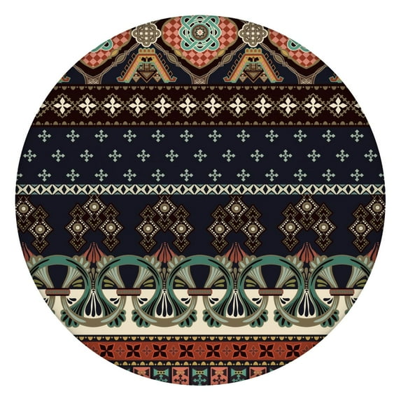 Easy Care Bohemian Floral Tablecloth, Elastic Edge for Secure Fit on 52-56 Inch Tables, Simple Care