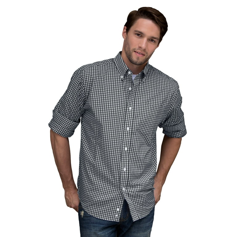 【DEARMINE】Sol Easy Check Shirts Easy-Care Gingham Check Shirt - Walmart.com