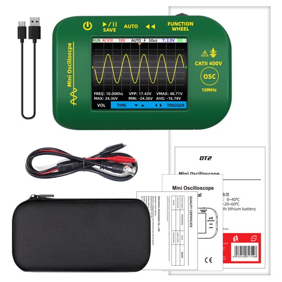 Easy Carry 10MHz Digital Storage Oscilloscope with 2.8 Inch Color Screen & Auto Ranging Suitable for Electronics Repair