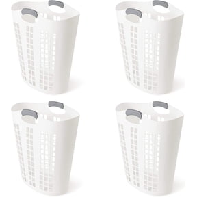 Easy Carry Flex Hamper, Large 87.5 Liter Lightweight Ventilated Basket Clothes Bin with Handles, White (4 Pack)