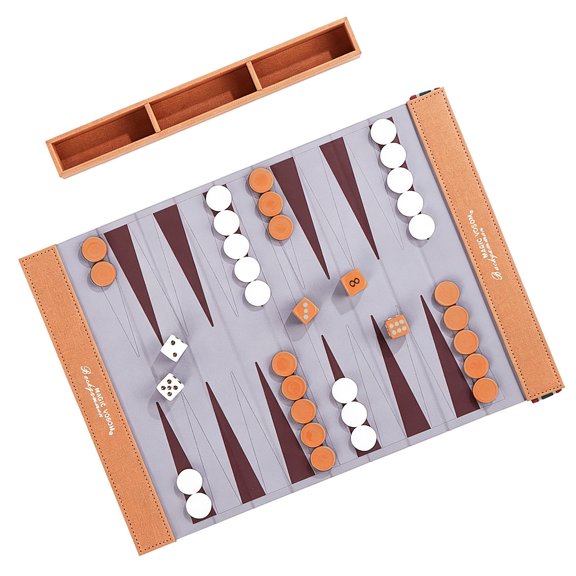 Easy Carry Rolls Up PU Leather Backgammon Set With Acrylic Pieces Perfect For Family Fun