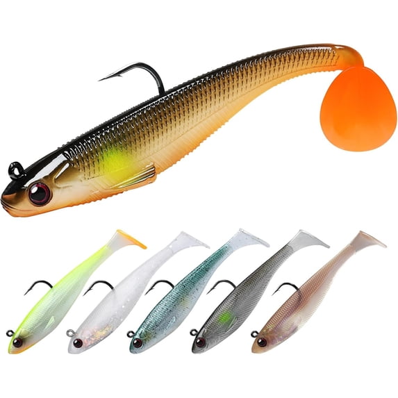 Easy Catch Pre-Rigged Soft Lures, Vibrating Swim Action and Trembly Sinking Move for Bites, Amazing Soft Swimbait for Family Fishing, Fishing Lures for Bass Trout Crappie Walleye