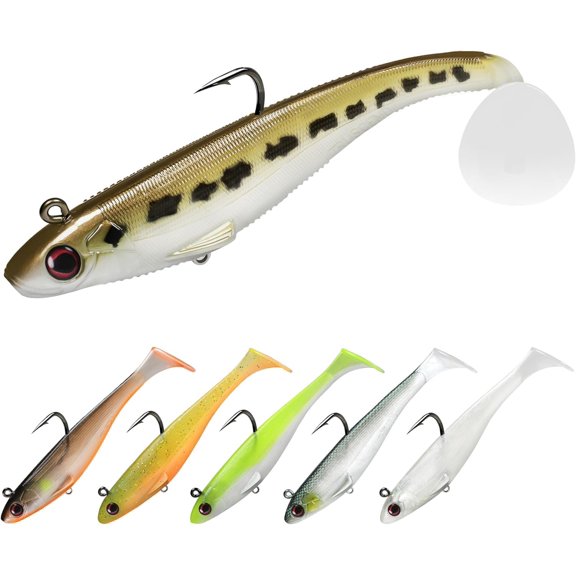 Easy Catch Pre-Rigged Soft Lures,  Vibrating Swim Action and Trembly Sinking Move for  Bites, Amazing Soft Swimbait for Family Fishing, Fishing Lures for Bass Trout Crappie Walleye