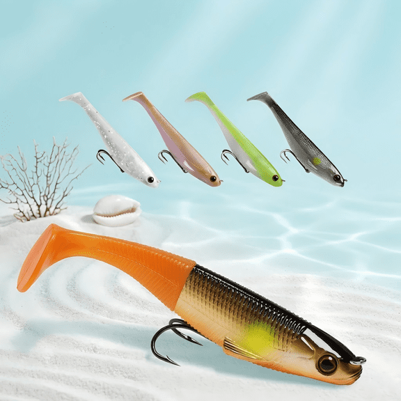 Easy Catch Soft Fishing Lures with BKK Hooks - Trembly Sinking and Vibrating Swim for More Bites, Pre-Rigged Swimbaits for Bass, Trout, Crappie, Walleye, Freshwater Saltwater Fishing