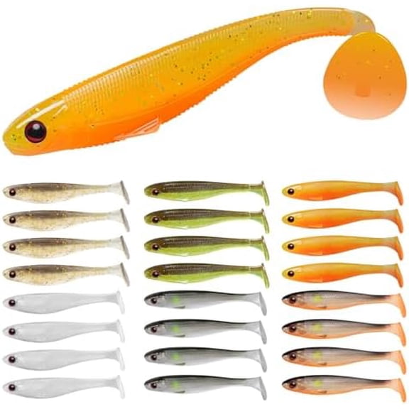 Easy Catch Soft Lures, Unique Vibrating Swim Action and Trembly Sinking Move for More Bites, Amazing Soft Swimbaits for Family Fishing, Well-Made Fishing Lures for Bass Trout Crappie Walleye