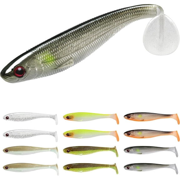 Easy Catch Soft Lures, Vibrating Swim Action and Trembly Sinking Move for Bites, Amazing Soft Swimbaits for Family Fishing, Well-Made Fishing Lures for Bass Trout Crappie Walleye