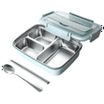 thumbnail image 1 of Easy-Clean Container for Students & Office Workers,Leak-Proof Stainless Steel Lunch Box with 3 Compartments Blue, 1 of 7
