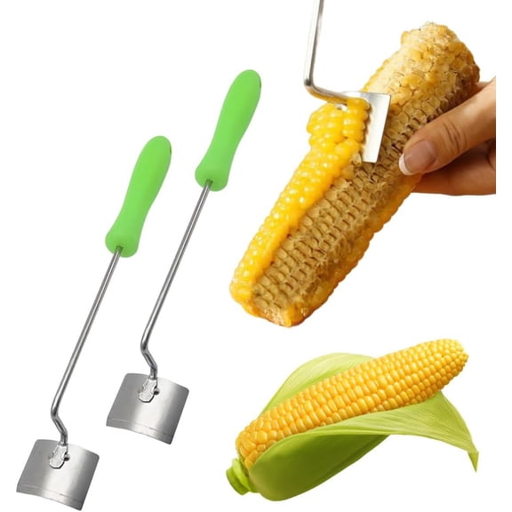 Easy Clean Corn Cob Peeler, 2025 New Corn Peeler for Corn on the Cob, Long Handle Stainless Steel Corn Stripping Tool for Home Kitchen (1 PCS)