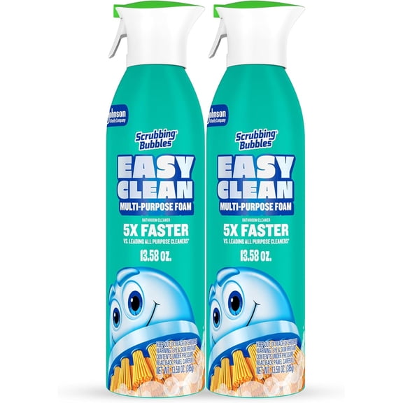 Easy Clean Foaming Multipurpose Bathroom Cleaner, Continuous Spray Bottle, Fast Acting Foam, 13.58 Ounce (Pack of 2)