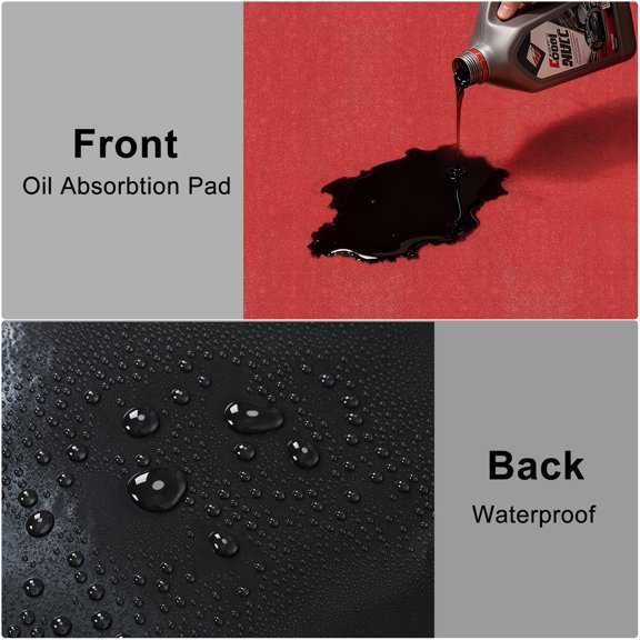 Easy Clean Garage Floor Mat 17x7.4ft, Oil Spill Absorbent Mat with Waterproof Backing, Non-Slip Felt Garage Rug for Cars, Hose Cleanable & Cuttable for Concrete Protection