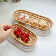 thumbnail image 1 of Easy To Clean Oval Rattan Fruit Tray Fruit And Vegetable Cutlery Toiletries Cleaning Supplies Storage Basket Party Events Holiday Decorations Beige 18 * 9.6 cm+27 * 11.8 cm 2PCS, 1 of 9