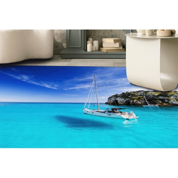 Easy to Clean Rug, Ocean View Rugs, Pattern Rug, Ocenic Dream Rugs, Modern Rug, Sea View Rug, Cool Rug, Landscape Rugs, Coastal Decor Rugs, 2.6'x9.2' - 80x280 cm