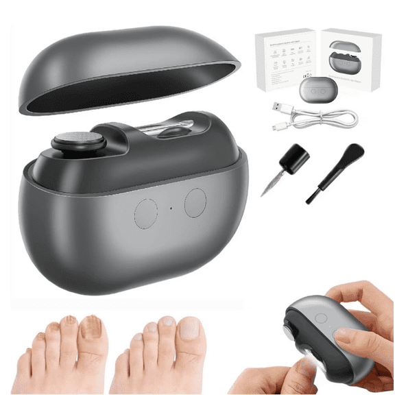 Easy Clip Nail Clippers - 2026 Easyclip Smart Nail Clipper for Seniors, Electric Nails Care Tool with LED Light & Storage Box, Painless Toenail Trimmer for Thick Nails, Arthritis (Black)